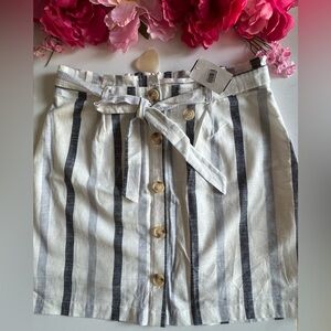 Striped Button-Front Skirt